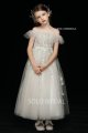 blush off shoulder a line flower girl dress tea length 5D7A3674